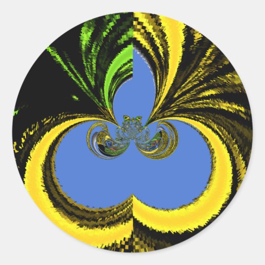 Mooie mooie Zuid-Afrikaanse geel en blauwe kunst Ronde Sticker (Voorkant)