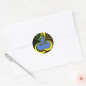 Mooie mooie Zuid-Afrikaanse geel en blauwe kunst Ronde Sticker (Envelop)