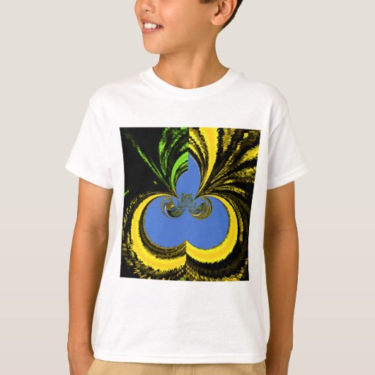 Mooie mooie Zuid-Afrikaanse geel en blauwe kunst T-shirt (Voorkant)