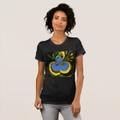 Mooie mooie Zuid-Afrikaanse geel en blauwe kunst T-shirt (Voorkant volledig)