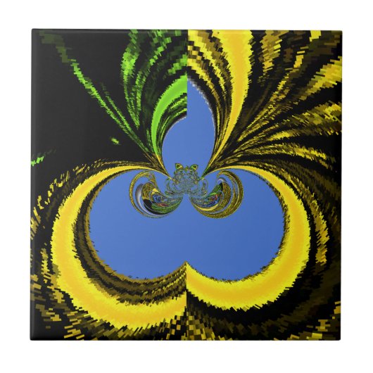 Mooie mooie Zuid-Afrikaanse geel en blauwe kunst Tegeltje (Voorkant)