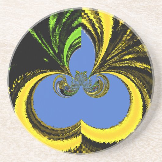 Mooie mooie Zuid-Afrikaanse geel en blauwe kunst Zandsteen Onderzetter (Voorkant)