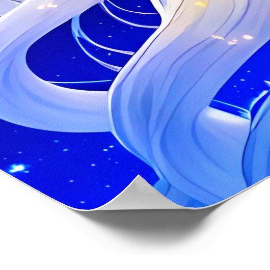 Mooie Moon Godin met vloeiend wit haar Poster (Hoek)