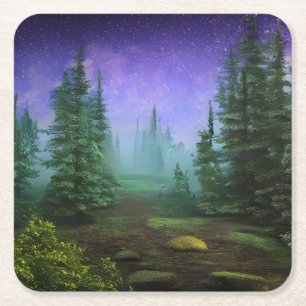 Mooie Moonlight Wilderness Scene Kartonnen Onderzetters