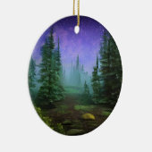 Mooie Moonlight Wilderness Scene Keramisch Ornament (Rechts)