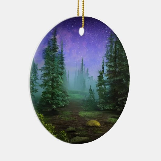 Mooie Moonlight Wilderness Scene Keramisch Ornament (Rechts)