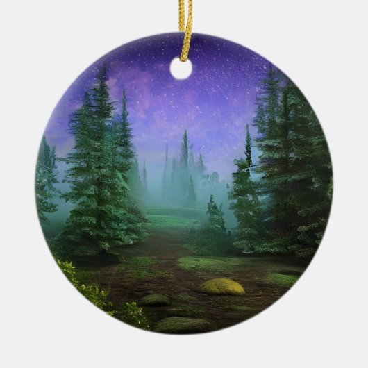 Mooie Moonlight Wilderness Scene Keramisch Ornament (Voorkant)