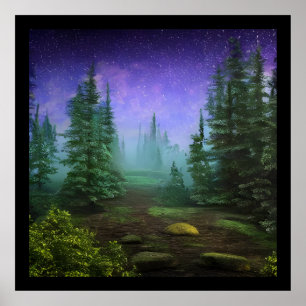Mooie Moonlight Wilderness Scene Poster