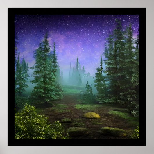 Mooie Moonlight Wilderness Scene Poster (Voorkant)