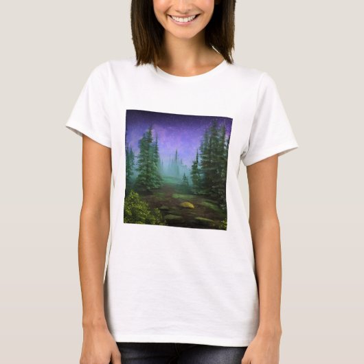 Mooie Moonlight Wilderness Scene T-shirt (Voorkant)