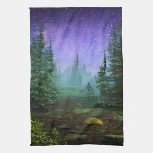 Mooie Moonlight Wilderness Scene Theedoek (Verticaal)