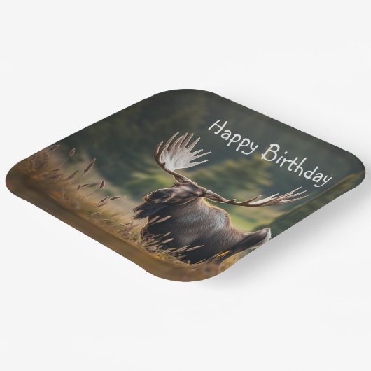 Mooie Moose Verjaardag Papieren Bordje (Gebogen)