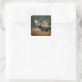 Mooie Moose Verjaardag Vierkante Sticker (Tas)