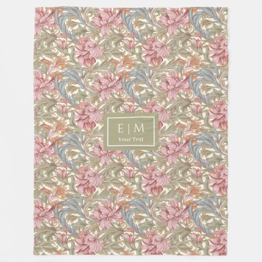 Mooie Morris stijl gepersonaliseerde bloemenworp Fleece Deken (Voorkant)