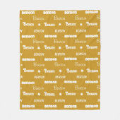 Mooie mosterdgele herhalende naam gepersonaliseerd fleece deken (Voorkant)