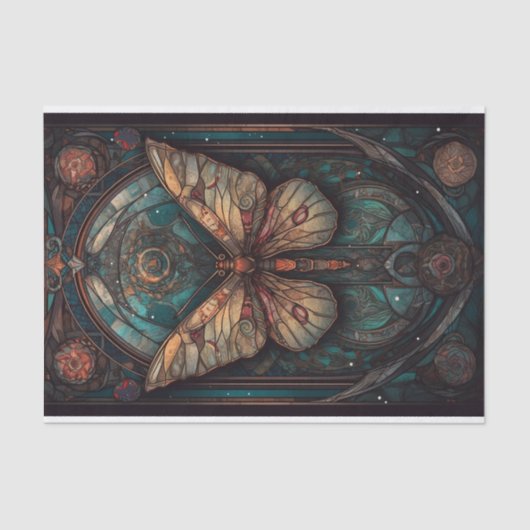 Mooie mot in gedempte tonen tissuepapier (Voorkant)