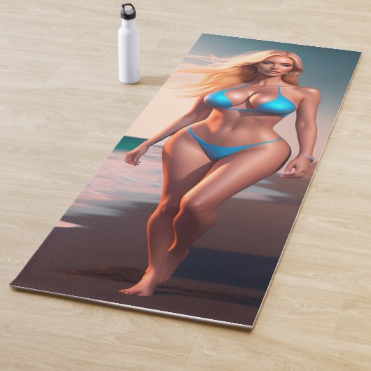 Mooie motivatie strandbikini-meisje Yoga Mat (In situ)