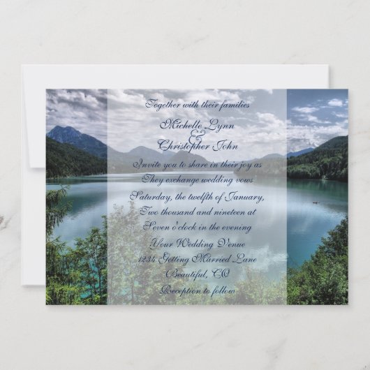 Mooie Mountain Lake bruiloft uitnodiging (Achterkant)