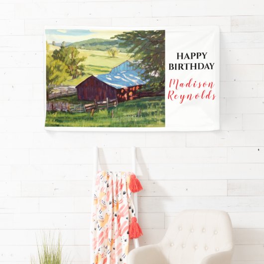 Mooie Mountain Ranch Uitzicht Verjaardag Banner (Insitu)