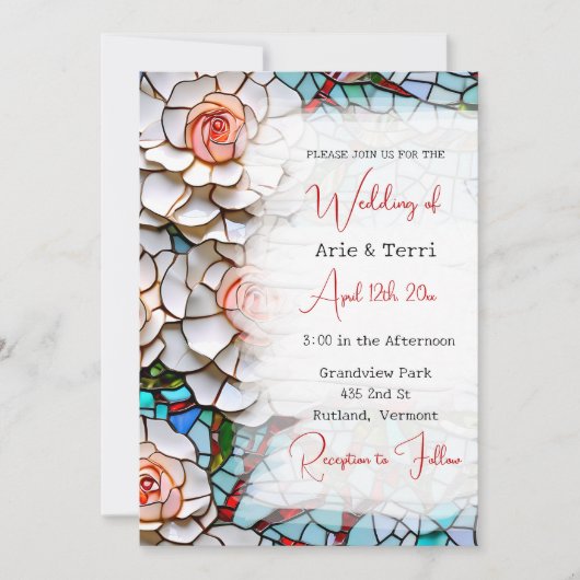 Mooie Mozaïek Glas in lood en Tegel bruiloft Kaart (Voorkant)