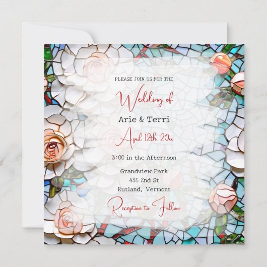 Mooie Mozaïek Glas in lood en Tegel bruiloft Kaart (Achterkant)