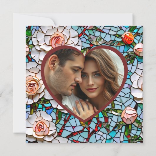 Mooie Mozaïek Glas in lood en Tegel bruiloft Kaart (Voorkant)