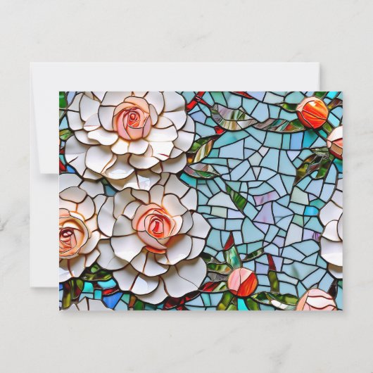 Mooie Mozaïek Glas in lood en Tegel bruiloft RSVP Kaartje (Achterkant)