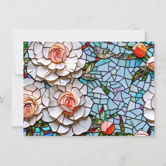 Mooie Mozaïek Glas in lood en Tegel bruiloft Save The Date (Achterkant)