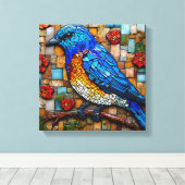 Mooie mozaïek vogel canvas afdruk (Insitu (Houten vloer))