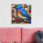Mooie mozaïek vogel canvas afdruk (Insitu (Woonkamer))