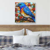 Mooie mozaïek vogel canvas afdruk (Insitu (Slaapkamer))