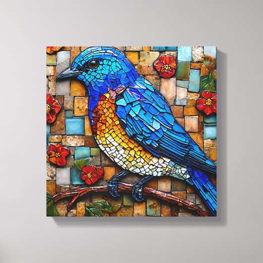 Mooie mozaïek vogel canvas afdruk (Voorkant)
