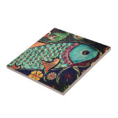 Mooie mozaïekvis en kleurrijke vis tegeltje (Zijkant)