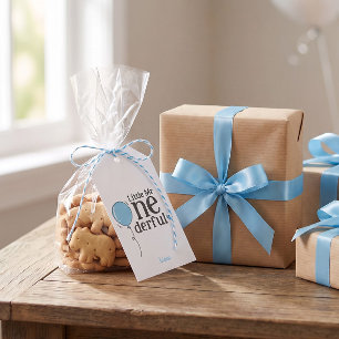 Mooie Mr Onederful Blauwe Ballon Op Maat Cadeaulabel