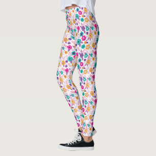 Mooie multi kleur elegante bloem patroon leggings