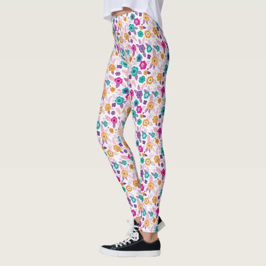 Mooie multi kleur elegante bloem patroon leggings (Links)