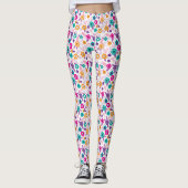 Mooie multi kleur elegante bloem patroon leggings (Voorkant)