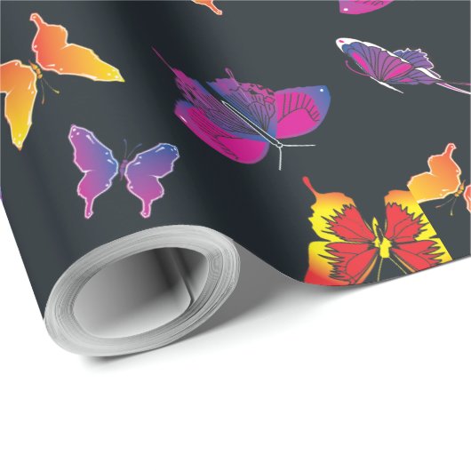 Mooie multikleurenvlinders cadeaupapier (Rol Hoek)