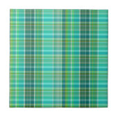 Mooie munt groen blauwgroen offwhite plaid tegeltje (Voorkant)