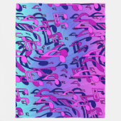 Mooie muziek Aqua Blue Roze superversleten Warm Fl Fleece Deken (Voorkant)