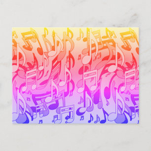 Mooie muziek Gelukkige kleuren Levendige muzieknot Briefkaart