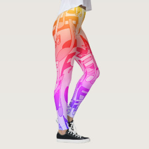 Mooie muziek Gelukkige kleuren Levendige muzieknot Leggings