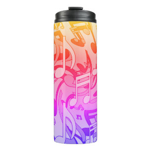 Mooie muziek Gelukkige kleuren Levendige muzieknot Thermosbeker