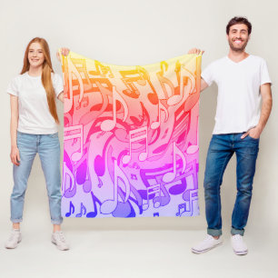 Mooie muziek Happy Colors levendige muzieknoten Fleece Deken