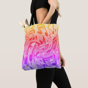 Mooie muziek Happy Colors levendige muzieknoten Tote Bag