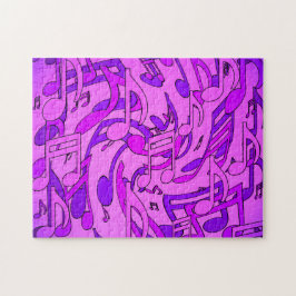 Mooie muziek in de beste muzieknoten Paarse roze n Legpuzzel