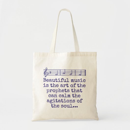 Mooie muziek is de kunst - muziekquote tote bag (Voorkant)