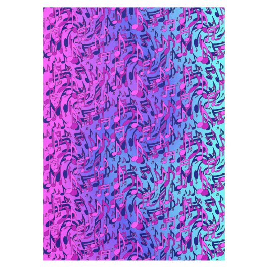 Mooie muziek, kleurrijke zwevende notities roze Aq Tafelkleed (Voorkant)