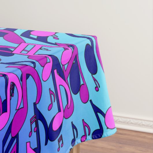 Mooie muziek, kleurrijke zwevende notities roze Aq Tafelkleed (Voorbeeld)