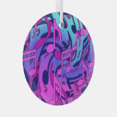 Mooie muziek levendig kleurrijk, optimistisch desi glas ornament (Voorkant Rechts)